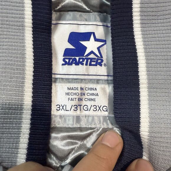NWT Vintage 90’s NFL Dallas Cowboys STARTER Satin Bomber Jacket Men’s Size 3XL - Picture 4 of 7
